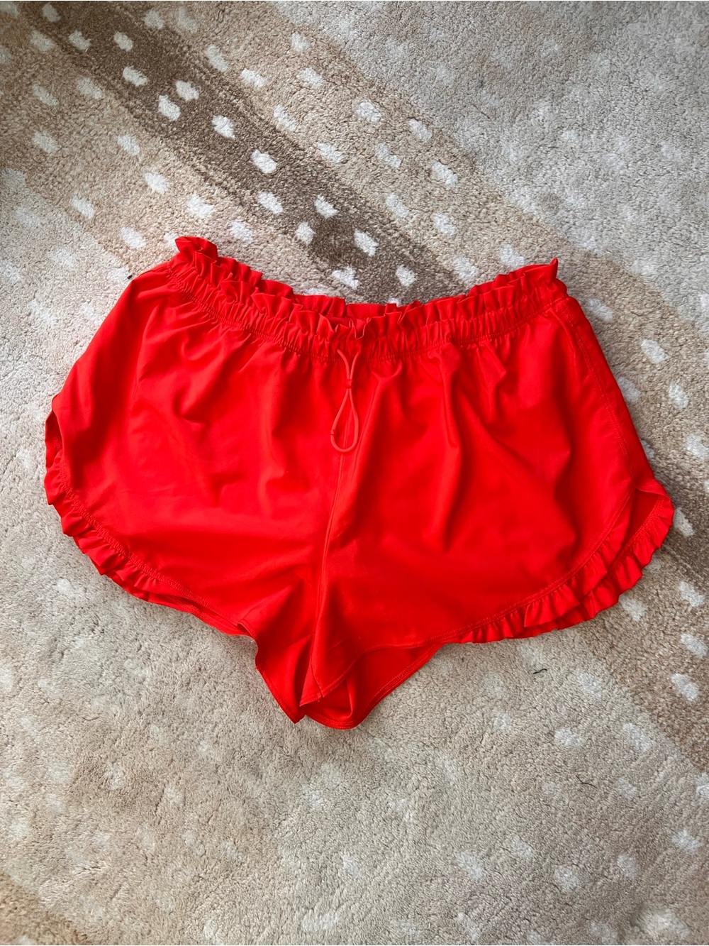 aerie Vibrant Red Ruffle-Hem Athletic Shorts